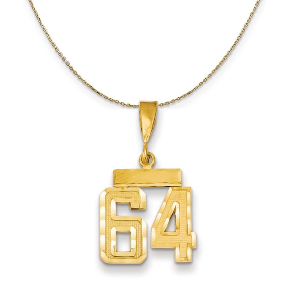 14k Yellow Gold, Varsity, Sm D/C Necklace Number 64 - 16 Inch